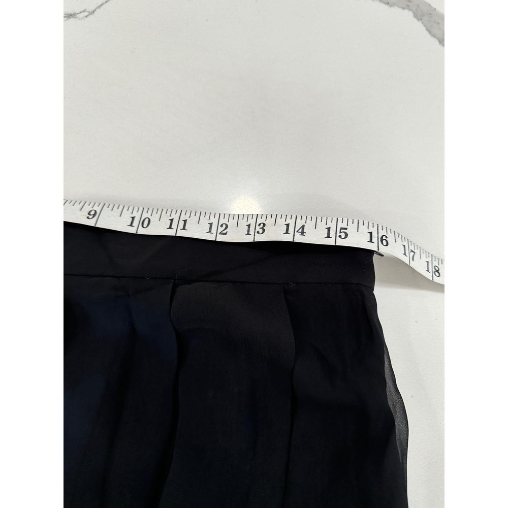 Sisley Black Pleated Maxi Skirt Sheer Chiffon Overlay Size 44‎ - Picture 5 of 6
